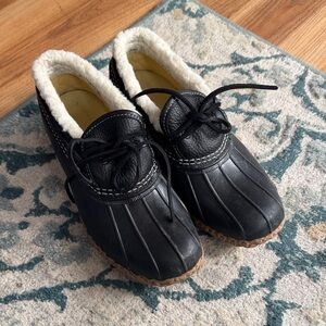 Black Faux-Shearling Lined Duck Shoes-LLBean